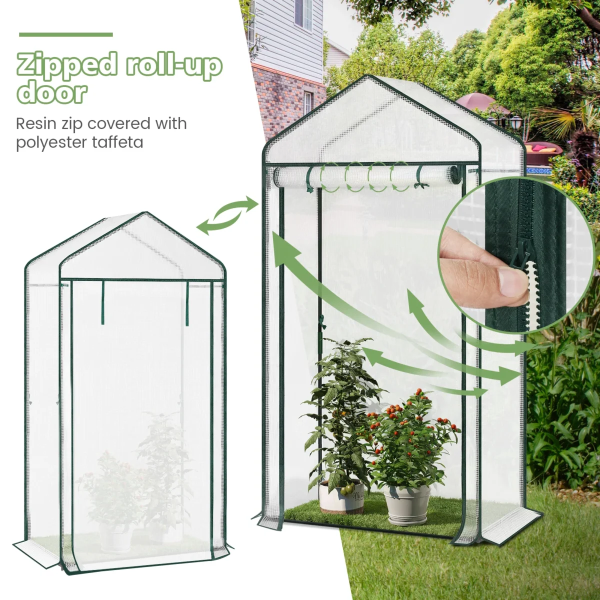 Foil Greenhouse Tomato Garden House Cold Frame Vegetable Winter Tent for Plants Farming Outdoors 100x150x190cm - Imagine 4