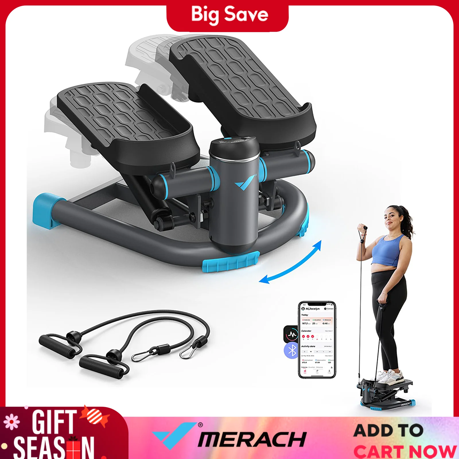 kf-Aa528b8c3f6804546860d67d89d814b4c5 MERACH Stepper Upgrade Dual-Action Stepper 330LBS Capacity Exercise Equipment with Resistance Bands for Home or Gym Body Workout - Imagine 1