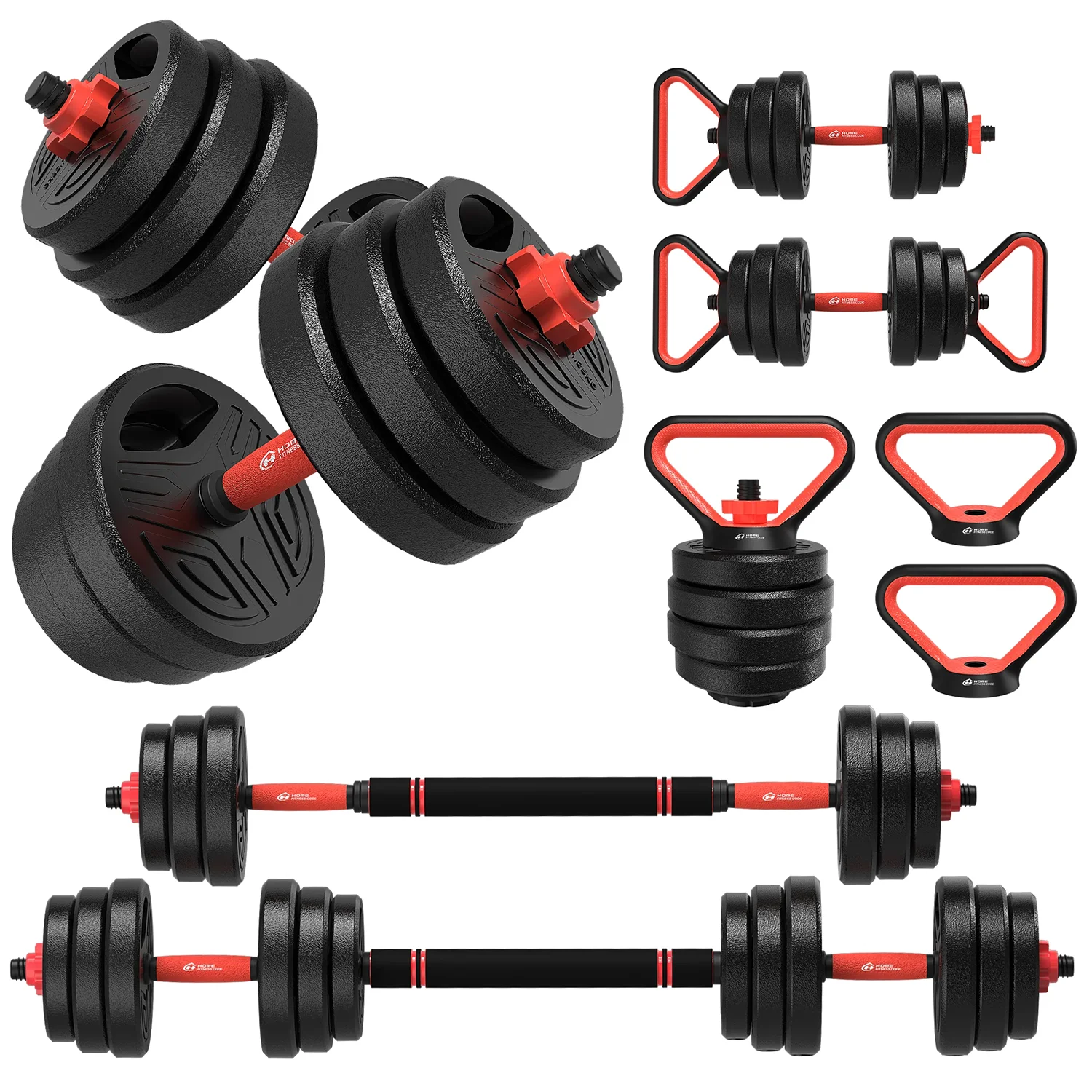 kf-Aad2e11aa25d94eff92f8f7abce018aafq 3-in-1 Dumbbell Barbell Set 20kg Weights Dumbbell Bars Adjustable Dumbbells Dumbbell Set for Strength Training Fitness Home Gym - Imagine 1