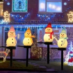LED Snowman Solar Garden Light Outdoor Ground Stake Light Solar Powered Xmas Pathway Lights For Christmas Lawn Yard Decoration