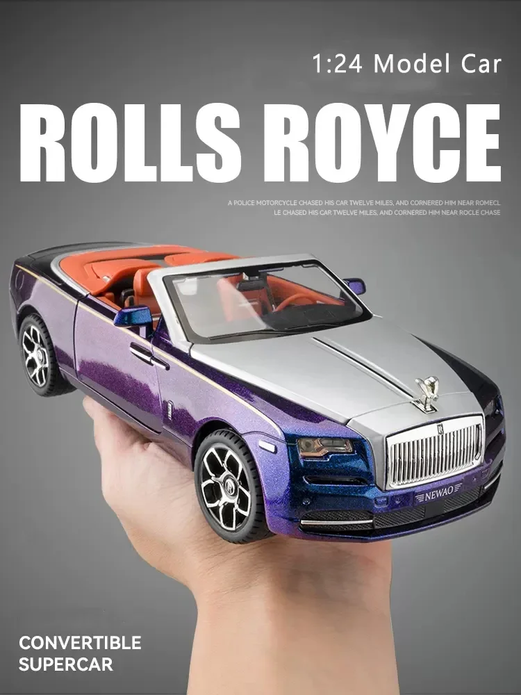 kf-S07daedc6e984476fb209fc8153053976F 1:24 Rolls Royce Dawn Car Model Simulation Alloy Convertible Sports Car Sound And Light Pull Back Toy Car Boy Collection Gift - Imagine 1