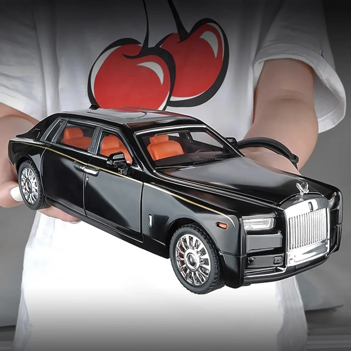 1:18 Rolls-Royce Phantom Model Car, Zinc Alloy Pull Back Toy Diecast Car with Sound and Light, Realistic Modeling Model Toy111 - Imagine 3