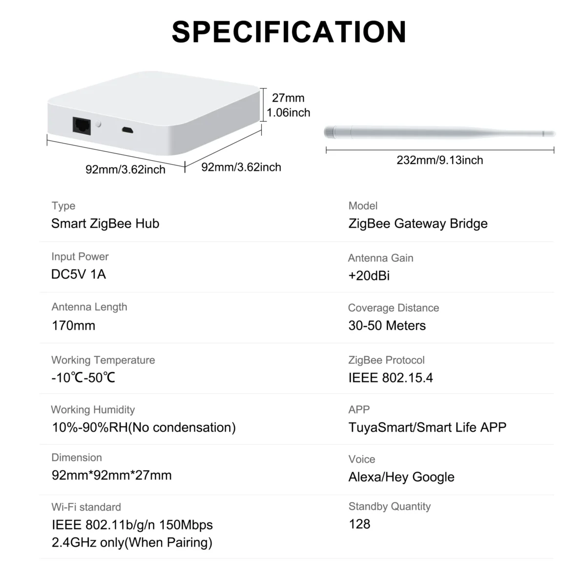 GIRIER Tuya ZigBee Gateway Hub with Antenna Smart Gateway Bridge Wired Mesh Hub for Home Automation Works with Alexa Hey Google - Imagine 6