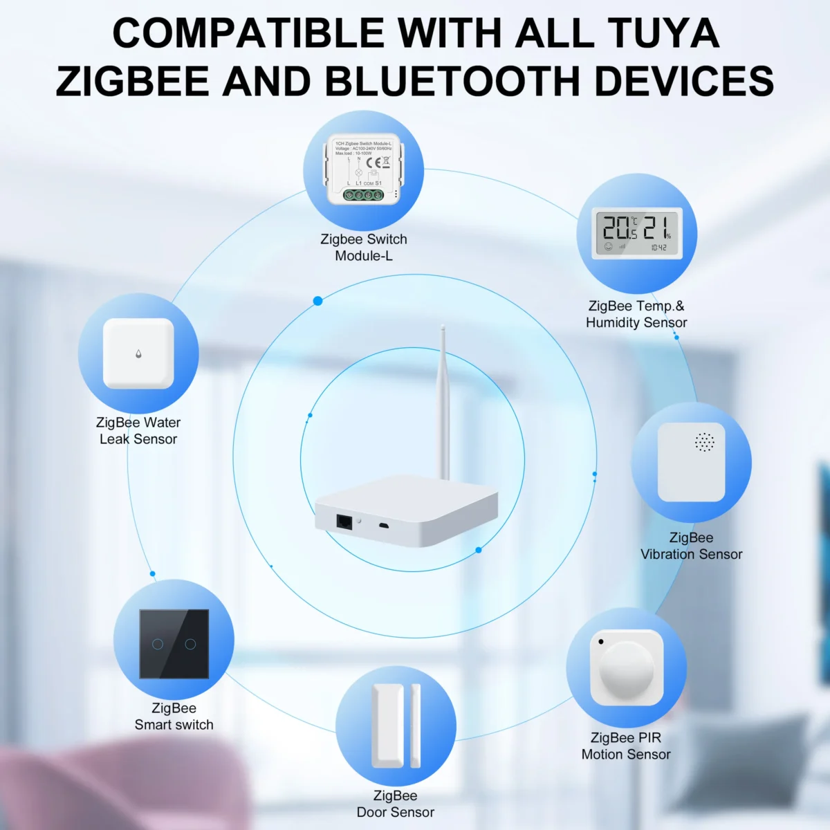 GIRIER Tuya ZigBee Gateway Hub with Antenna Smart Gateway Bridge Wired Mesh Hub for Home Automation Works with Alexa Hey Google - Imagine 4