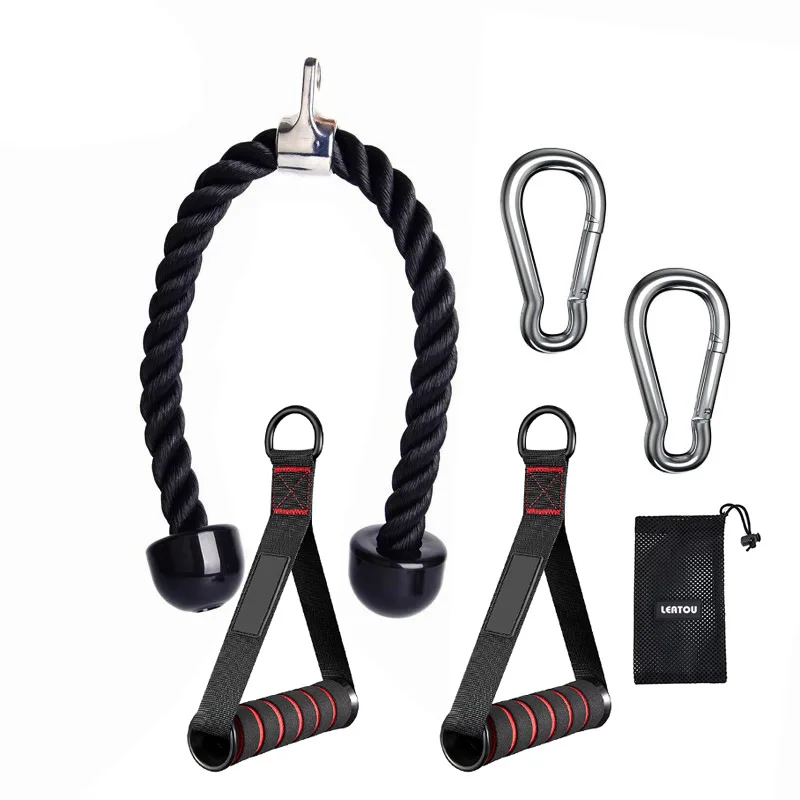 kf-S1813906fedb9442aa2ac14cb37bb6da8C Triceps Lowering Rope Face Pull Handles Push Pull Down Cord For Biceps Back Shoulder Triceps Fitness Tension Rope Gym Accessory - Imagine 1