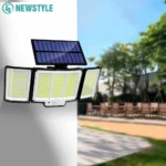 Lumini solare în aer liber 348LED 3 capete impermeabile lumini de inundație de securitate alimentate cu energie solară senzor de mișcare lumini în aer liber pentru grădină