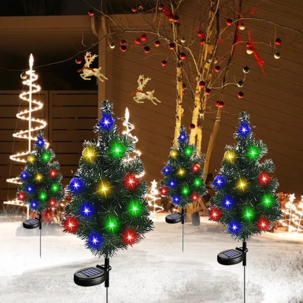 Solar Christmas Tree Lights Outdoors LED Christmas Decor IP65 Waterproof Garden Lawn Landscape Lamps for Patio Porch Pathway