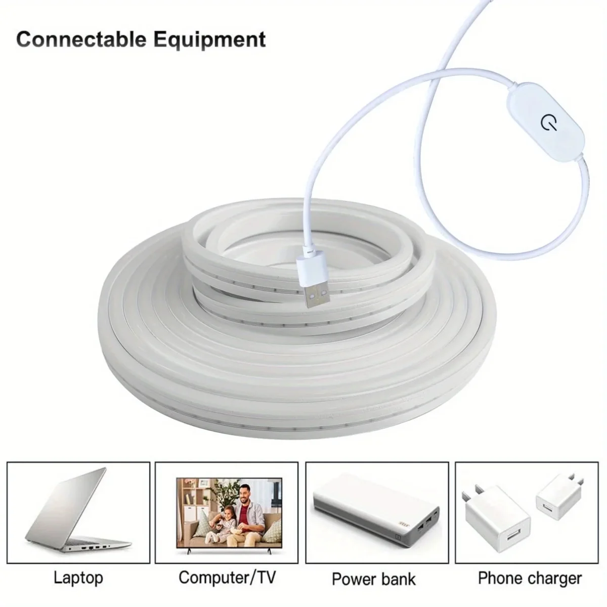Neon LED Light Strip Smart Touch Sensor Switch Dimmable Neon Sign Flexible Led Ribbon Waterproof Rope Tube Lamp Backlight Decor - Imagine 5