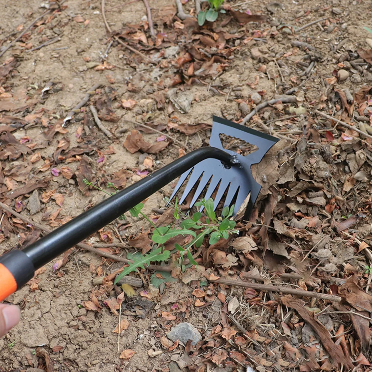 Metal Weed Cleaning Shovel 2 In 1 Garden Rake Stainless Steel 5/6/8/11 Teeth Dual Headed Weeding Tool For Gardening Weeding Tool - Imagine 3
