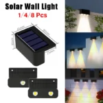 1-8 Pcs LED Solar Lights Outdoor IP65 Waterproof Porch Light Stair Wall Decorative Lamp for House Yard Fence Pool Garden Decor