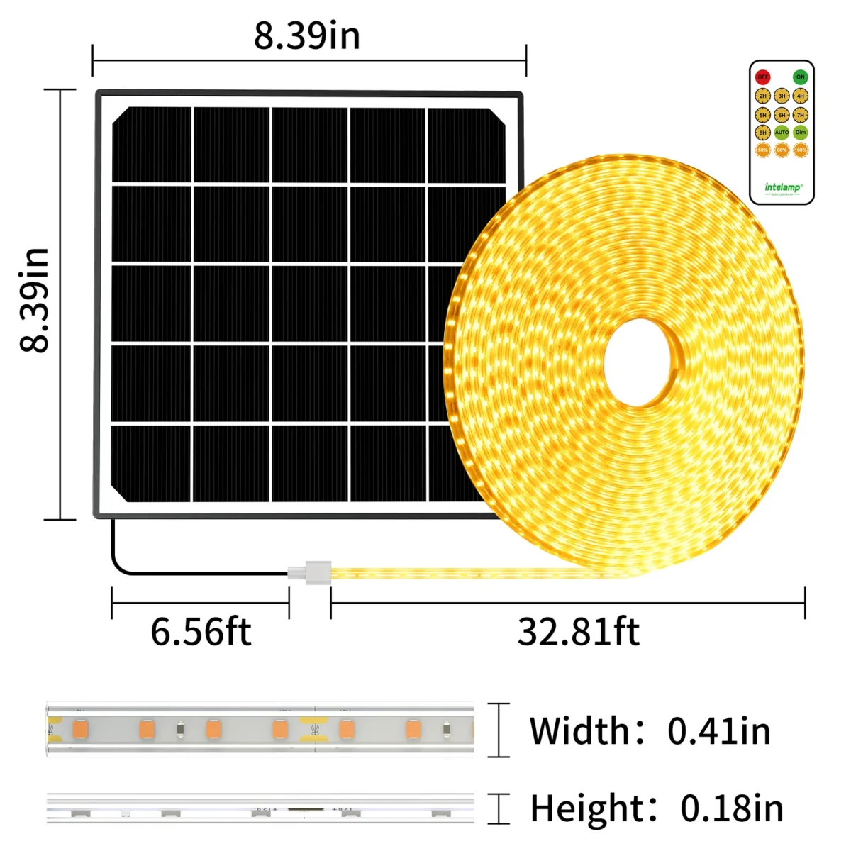 Intelamp Solar Led Strip Lumini în aer liber Auto On Off 10 metri rezistent la apă Soft luminozitate Solar Lamp Bar pentru Villas Steps Trees - Imagine 6