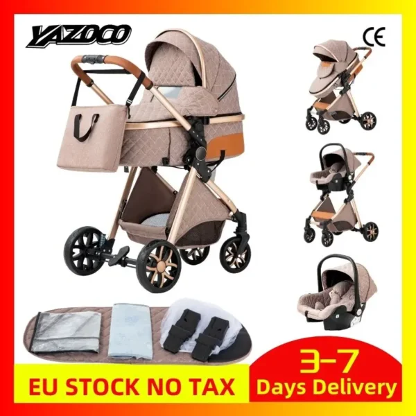 Baby stroller 3 in 1 Stroller Pram with Car Seat Lightweight Foldable Travel System for Newbo free shipprns Four Wheels Stroller