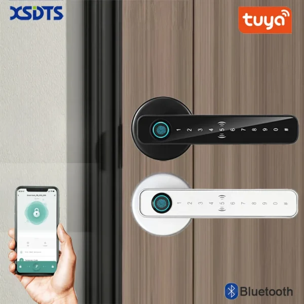 XSDTS Smart Door Lock Handle With Fingerprint Key card Digital Door Lock Keypad Key Entry electronic lock Do Brasil Sem taxas