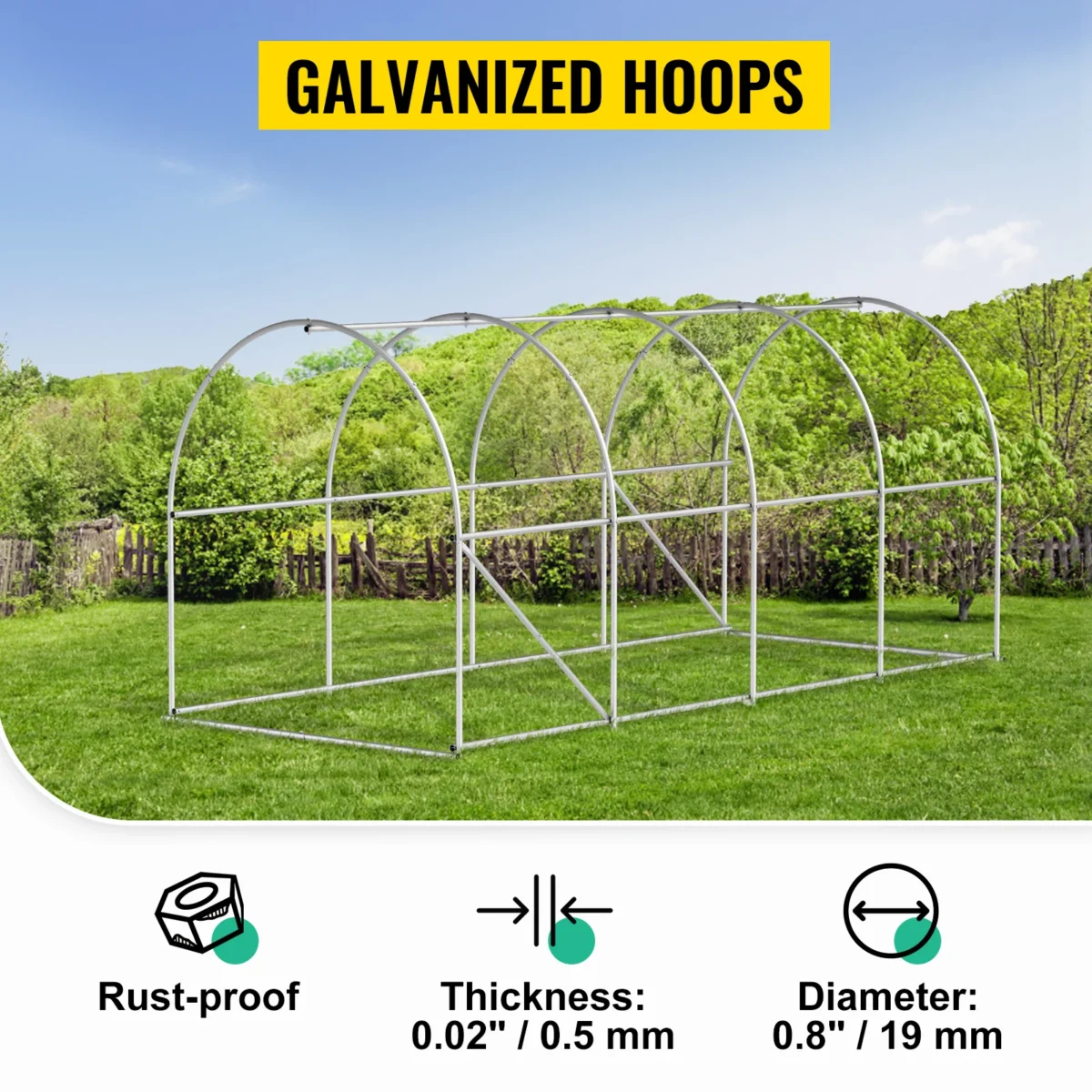 VEVOR Walk-in Tunnel Greenhouse Cadru galvanizat și capac impermeabil 15x7x7/10x7x7/20x10x7/12x7x7 ft Sere și rame frigorifice - Imagine 4