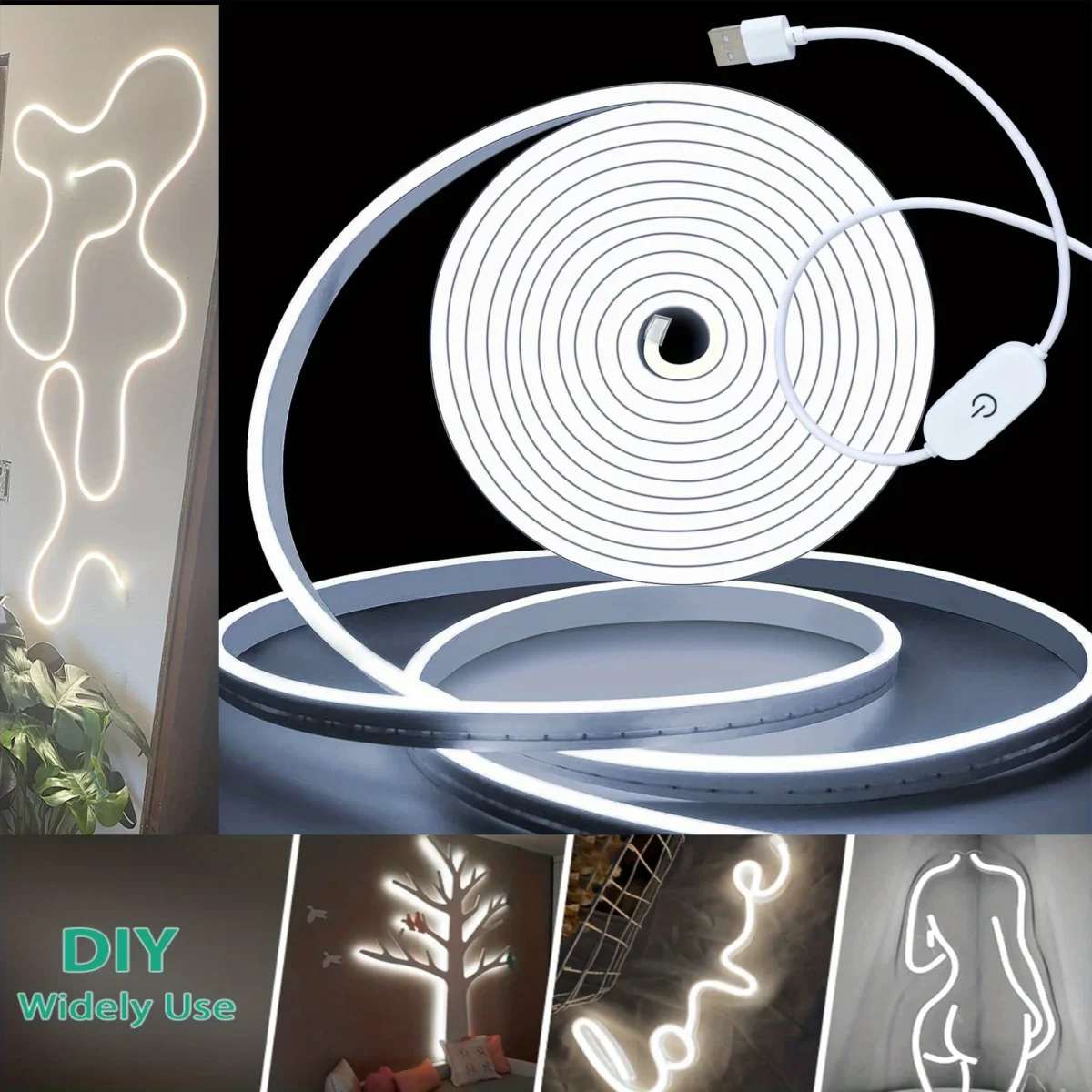 Neon LED Light Strip Smart Touch Sensor Switch Dimmable Neon Sign Flexible Led Ribbon Waterproof Rope Tube Lamp Backlight Decor - Imagine 1