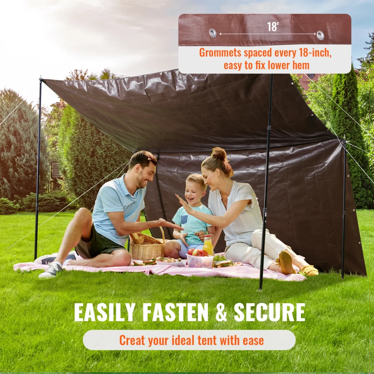 SucceBuy Heavy Duty Tarp 16 Mil gros impermeabil Tear Proof Poly Plastic Tarps Cover Multi-Purpose Outdoor Tarpaulin pentru camion - Imagine 5