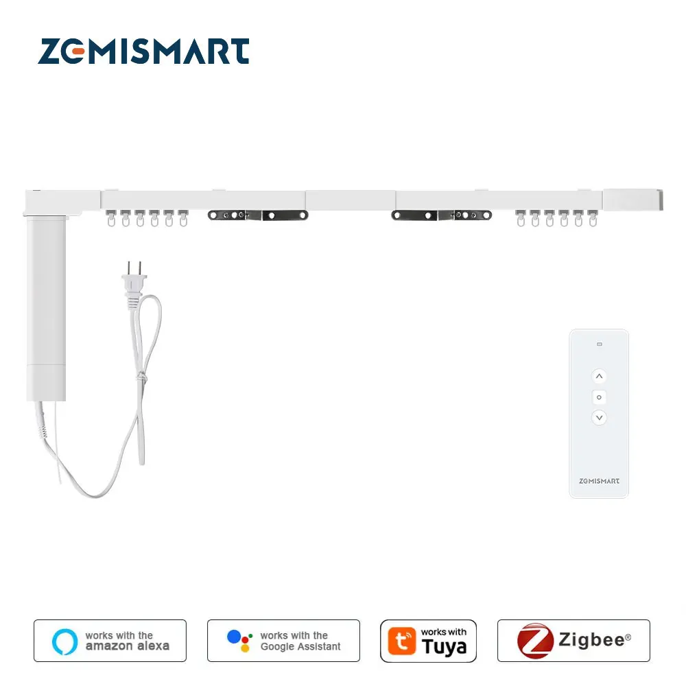 kf-S5aa808a60c0140c09270d4e02f689c32K Zemismart Zigbee 3.0 Smart Curtain Track Work with Tuya Zigbee Hub SmartThings Alexa Google Home Assistant Electric Curtains - Imagine 1
