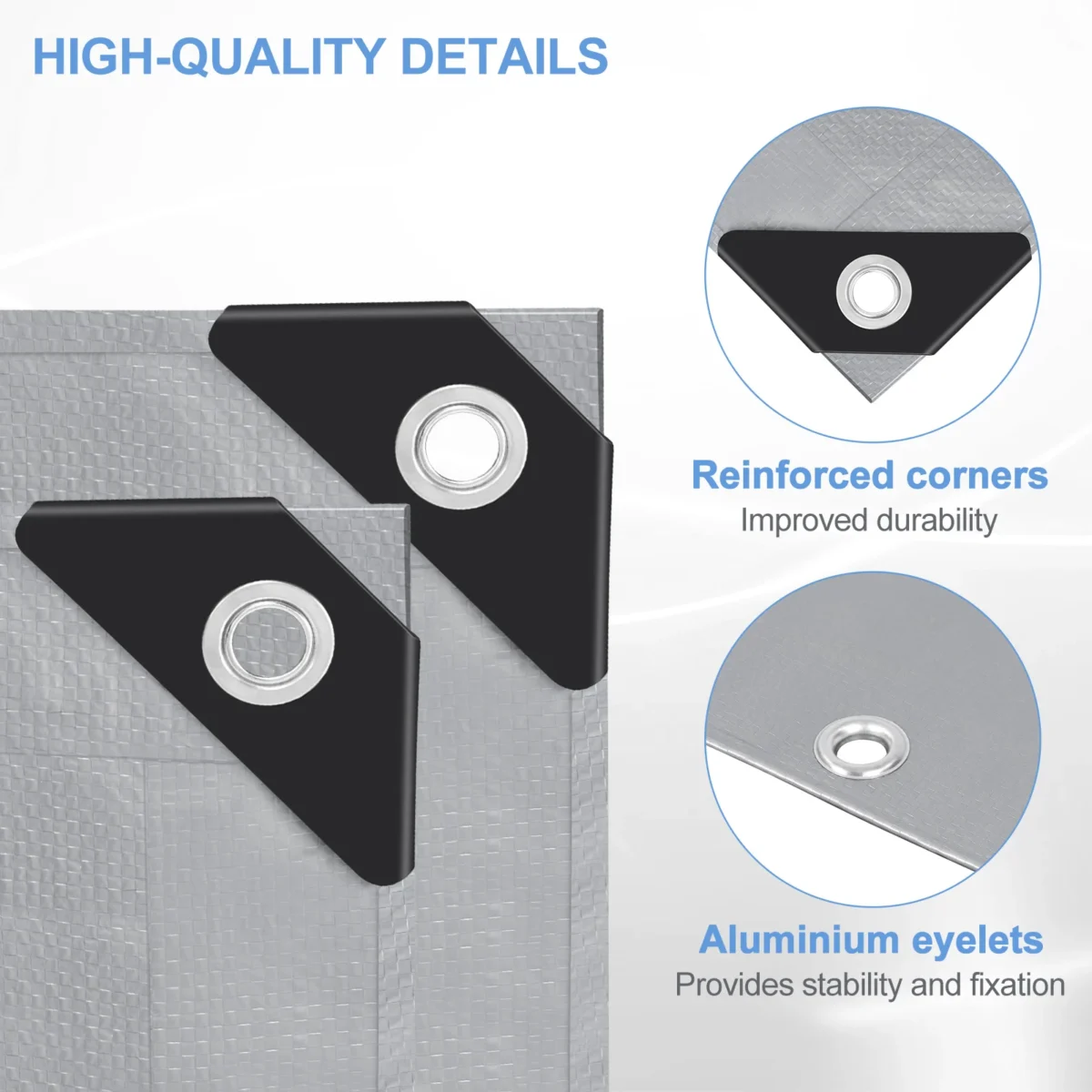 WOLTU Heavy-Duty Waterproof Tarpaulin UV/Weather-Resistant Cover with Metal Eyelets for Cars Garden Pool Wood Outdoor Rain Cover - Imagine 4