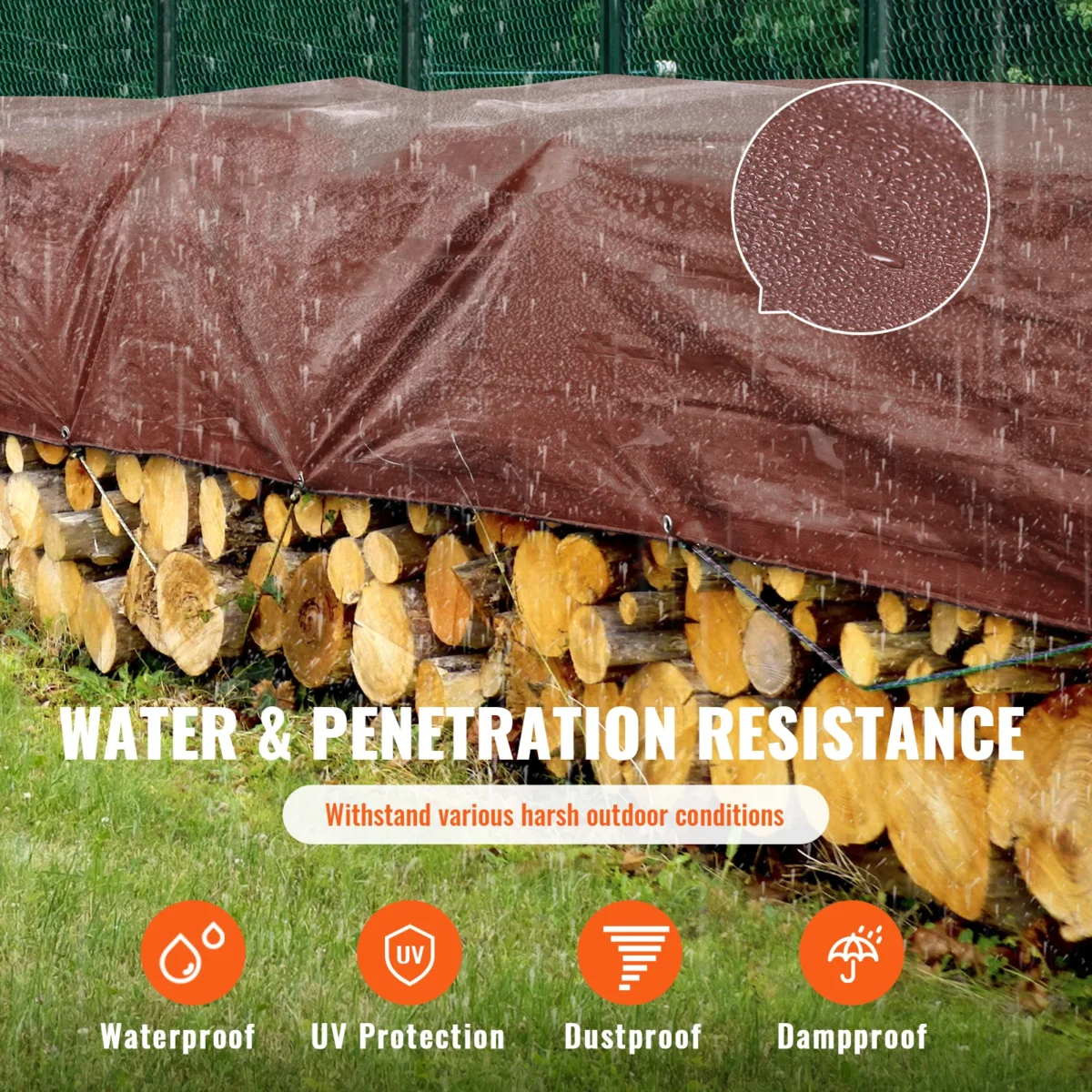 SucceBuy Heavy Duty Tarp 16 Mil gros impermeabil Tear Proof Poly Plastic Tarps Cover Multi-Purpose Outdoor Tarpaulin pentru camion - Imagine 2