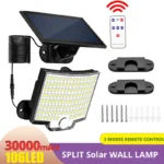 106LED Split Solar Lamp 3 Lighting Mode Outdoor Decoration Sunlight Wall Light PIR Motion Sensor Waterproof Garden Garage Lamp