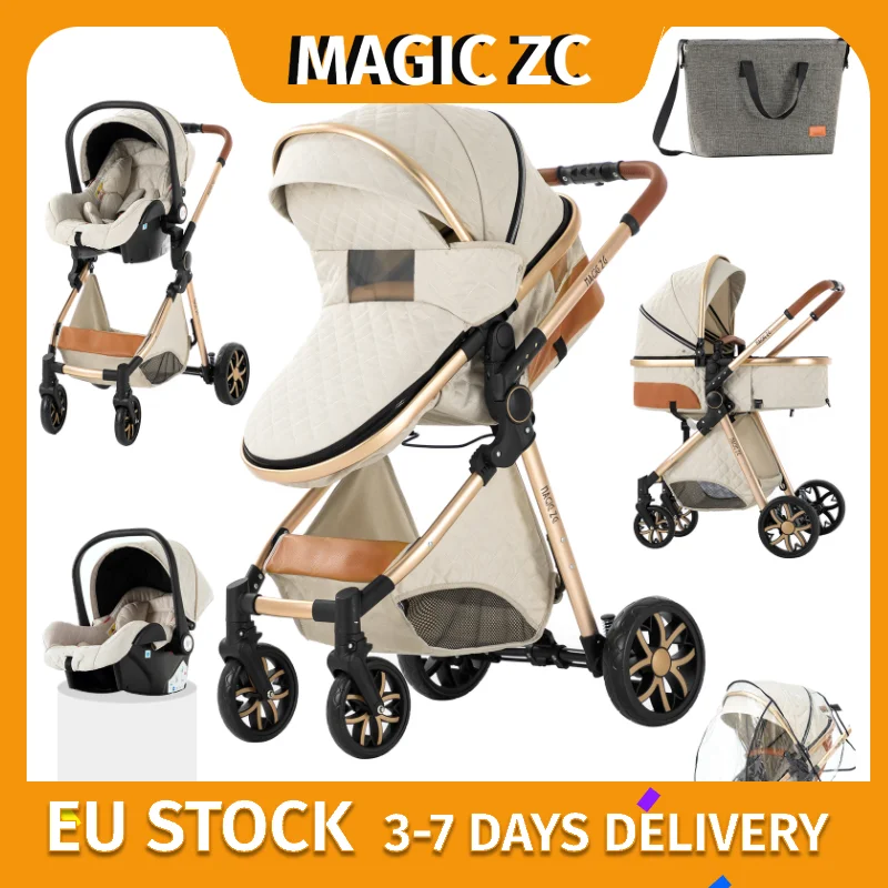 kf-S74a4727b241a48488c6355f38a84a773t Baby stroller 3-in-1 baby cars baby newborn items Baby carriage Lightweight strollers four wheel strollers Activities for baby - Imagine 1