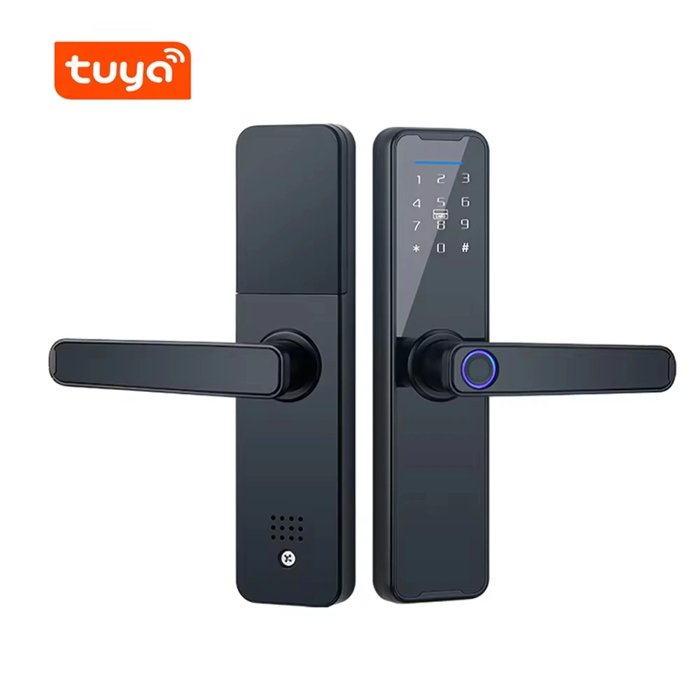 kf-S77f26eefb2224dc19561ac9026ebc630J Tuya Fingerpirnt Password Smart Door Lock Digital Keypad Electronic Lock Card Keys Fingerprint Tuya Bluetooth Smart Lock Keyless - Imagine 1