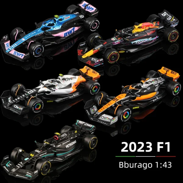 Bburago 1:43 2023 F1 Model RB19 W14 SF23 C43 A523 AMR23 Racing Alloy Car Toy Red Bull Mercedes Alfa Romeo Apline