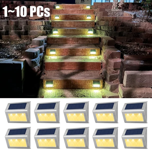 1~10pcs 6LED LED Step Lamp Stair Light Outdoor IP67 Waterproof Solar Light Decor For Garden Deck Path Yard Pool