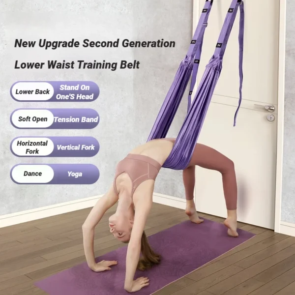 Adjustable Aerial Air Yoga Strap Pull Rope Women Hanging Hammock Stretch Leg Splits Trainer Female Gym Belt Stretching Fitness
