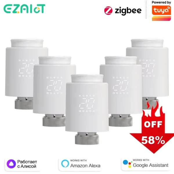 EZAIOT Tuya ZigBee Smart TRV Thermostatic Valve Thermostat Radiator Actuator Temperature Controller Voice Alexa Google Home Alic