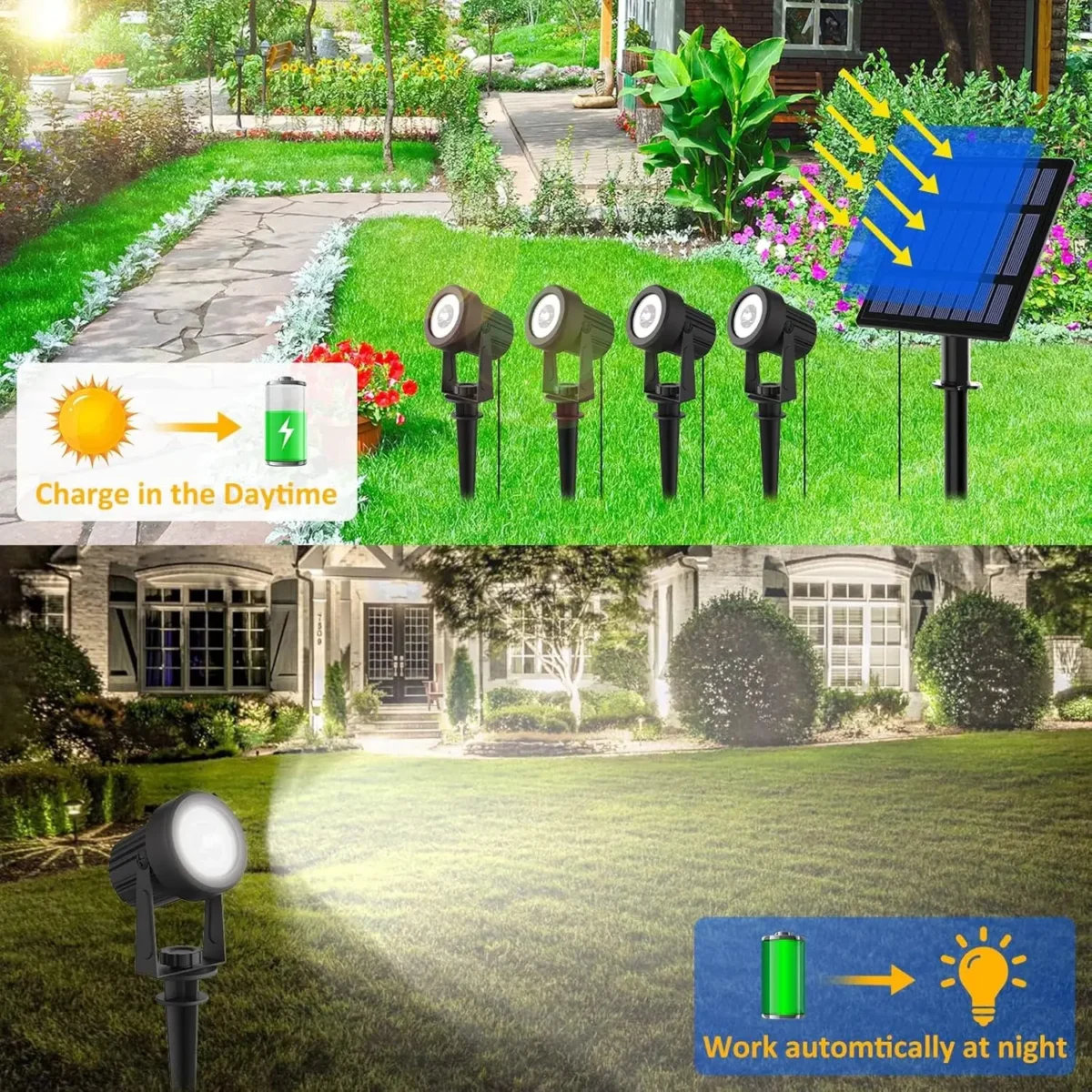 1/2/4/6 LEDS Solar Spotlight Outdoor Garden Wall Lamp for Tree Street Decor IP65 Waterproof LED Landscape Countyard Solar Light - Imagine 2