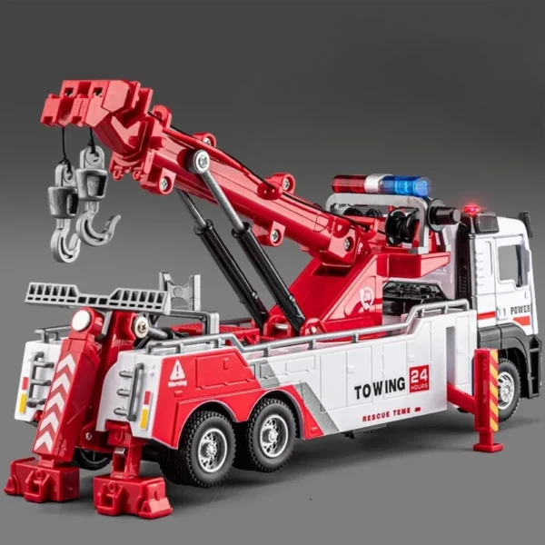 1:32 Double Hook Obstacle Clearing Car Garbage Truck Model Toy Metal Diecast Pull Back Engineering Vehicle Models Boys Gifts