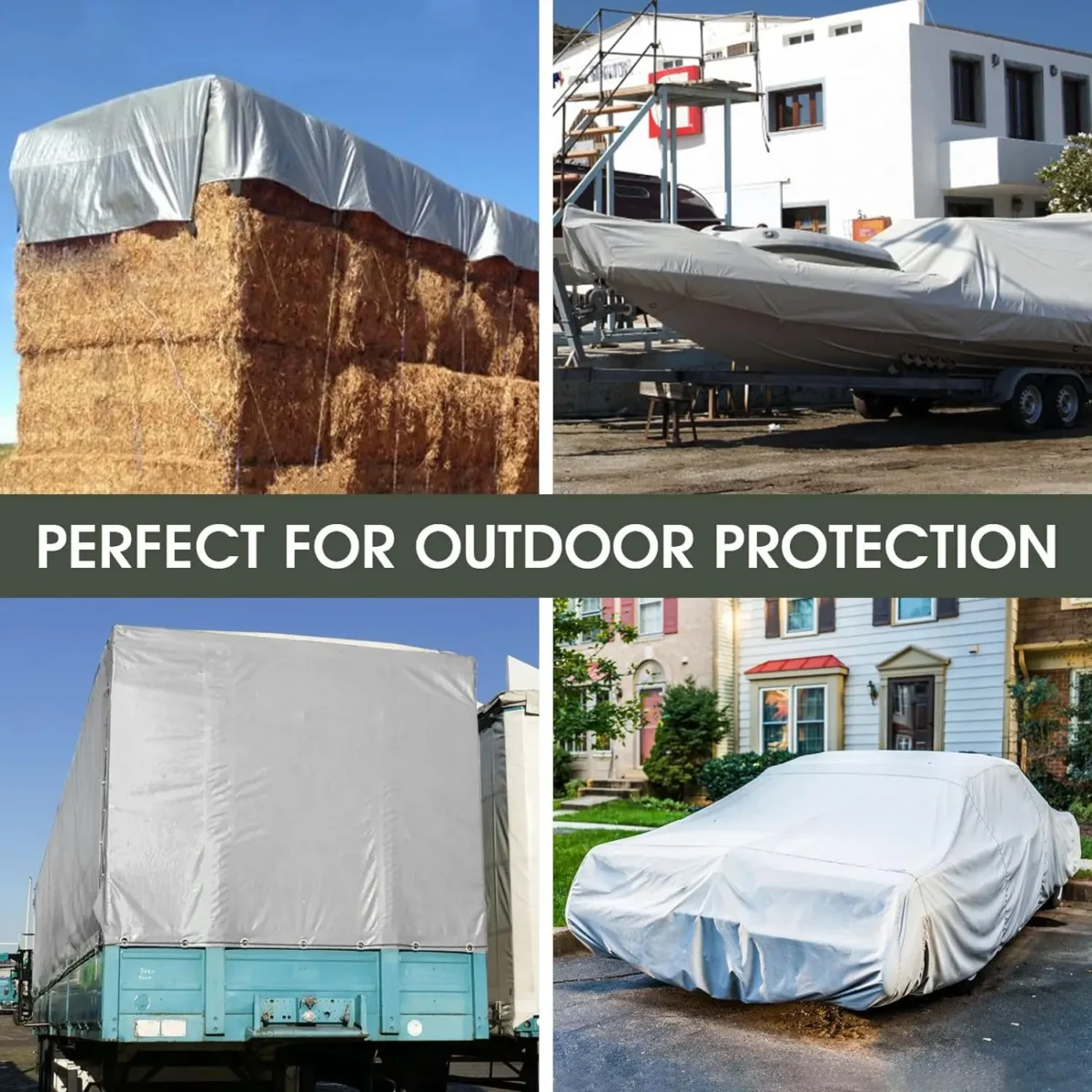 Tarpaulin Waterproof Fabric Tarpaulin 180 g/m² PE Tarpaulin UV Resistant Weatherproof for Garden Furniture Pool Wood Car Boat - Imagine 2