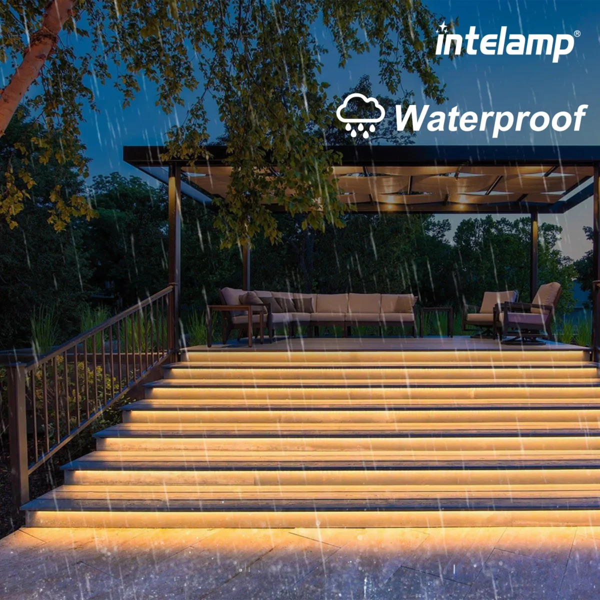 Intelamp Solar Led Strip Lumini în aer liber Auto On Off 10 metri rezistent la apă Soft luminozitate Solar Lamp Bar pentru Villas Steps Trees - Imagine 5