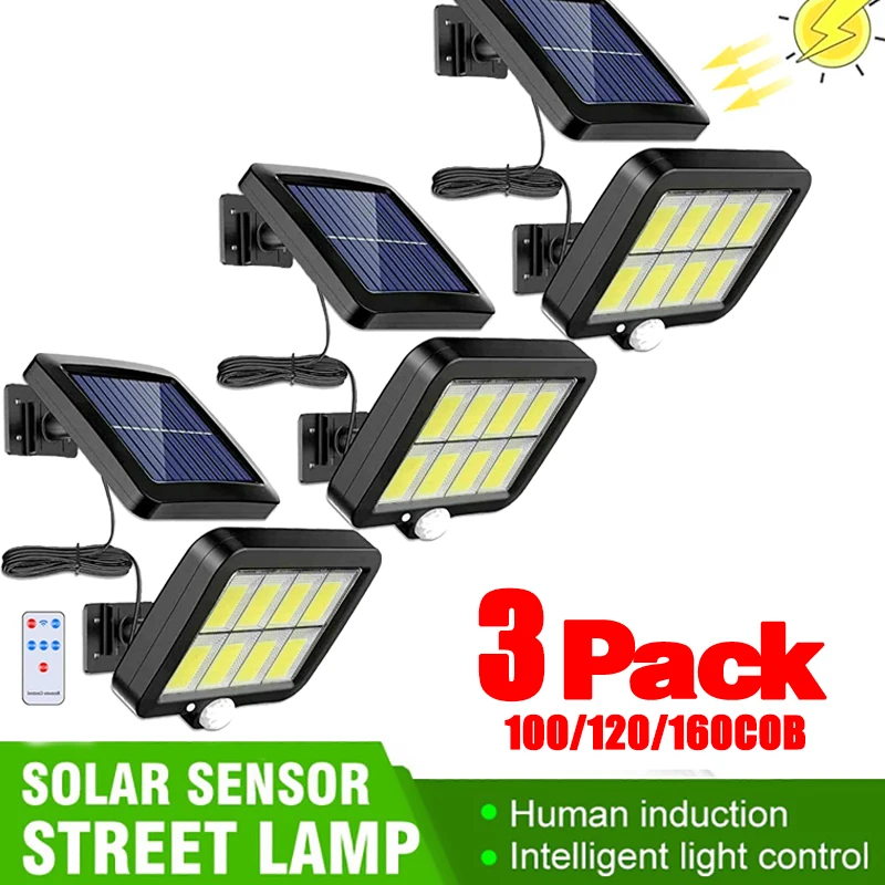 kf-Sa14e0778a6474cbdb9c66d71292b0159Z 3/2/1Pcs Solar Sensor Split Wall Lamp 3 Mode Waterproof Motion Garden Street Lights Solar Lamp Garden Light 160/120/100COB - Imagine 1