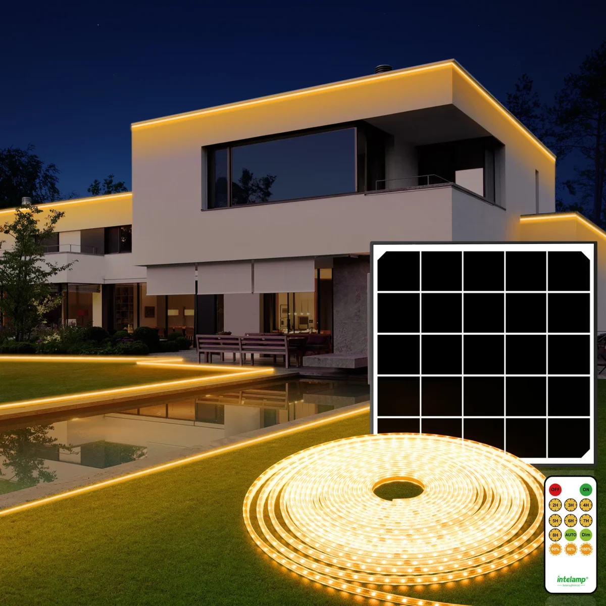 IP67 Waterproof Solar COB Strip Light DC 24V 80LEDs/m 10M High Density Dimmable Adhensive Tape Outdoor Home Garden Yard Decor - Imagine 5