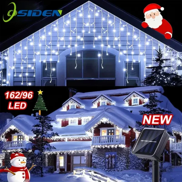 NEW 2025 Solar Icicle lights LED Christmas Decoration Lights Waterproof Outdoor Garden Lights 8 Modes for Party Home Halloween