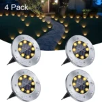 4Pcs Solar Ground Light Outdoor Solar Path Deck Lamp Courtyard Driveway Lawn Patio Garden Decoration Lights