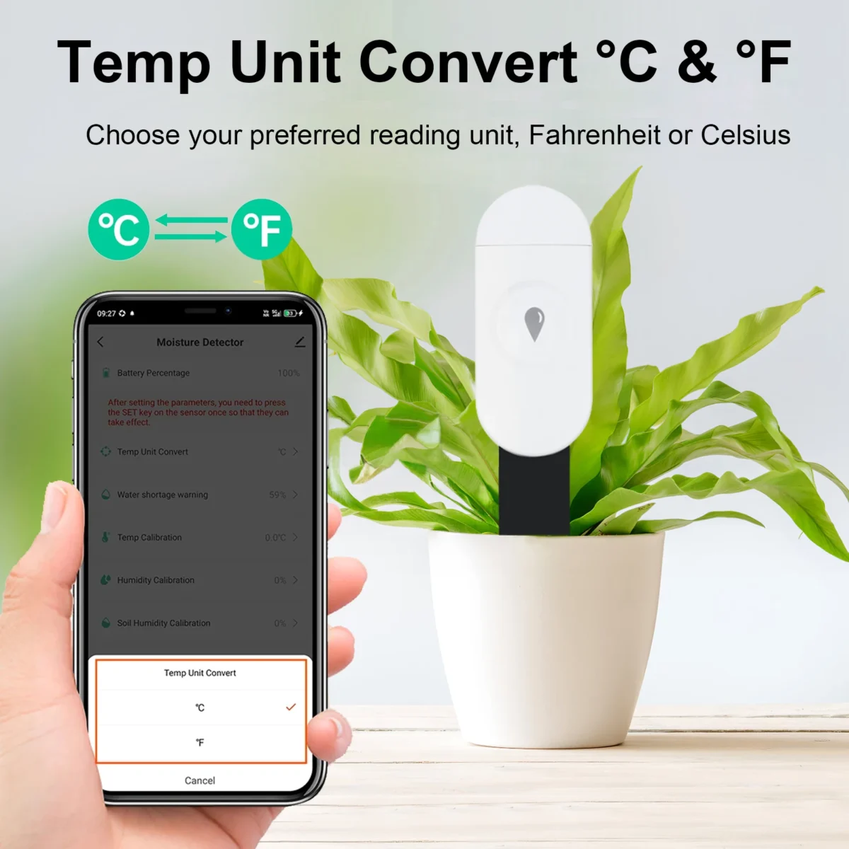Tuya Zigbee Temperature Humidity Moisture Detector Smart Soil Tester Moisture Sensor Phone App RealTime Monitor for Home Garden - Imagine 2