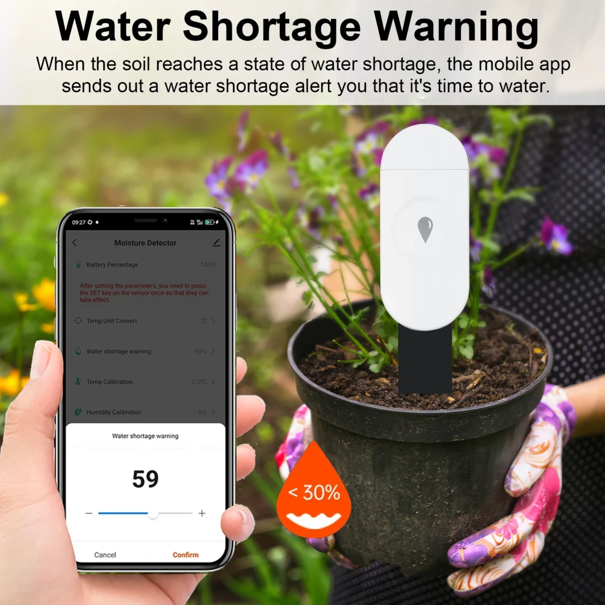 Tuya Zigbee Temperature Humidity Moisture Detector Smart Soil Tester Moisture Sensor Phone App RealTime Monitor for Home Garden - Imagine 5