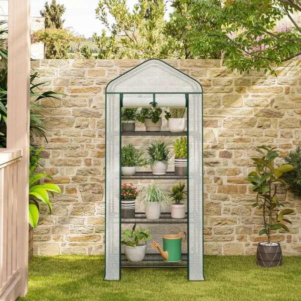WOLTU Garden Greenhouse Plants Flowers House with Wheels Roll-Up Door 3 Shelves Winter Protection Outdoor