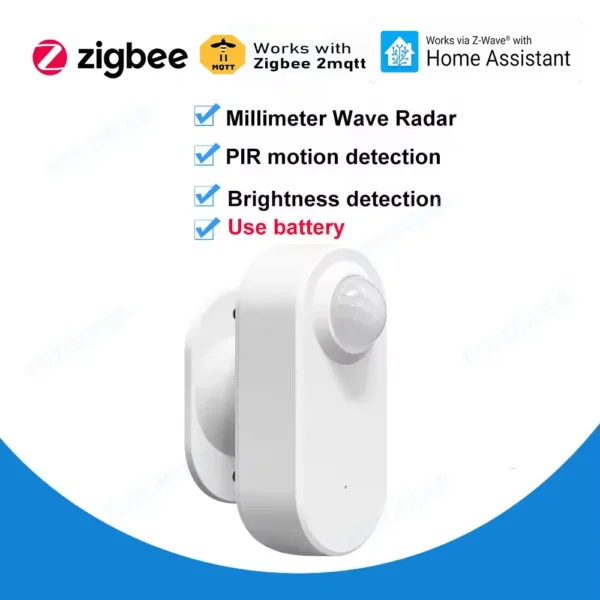 Zigbee Human Presence Detector,Luminance/Distance Detection, Smart PIR Motion Sensor Support Zigbee 2mqtt Home Assistant