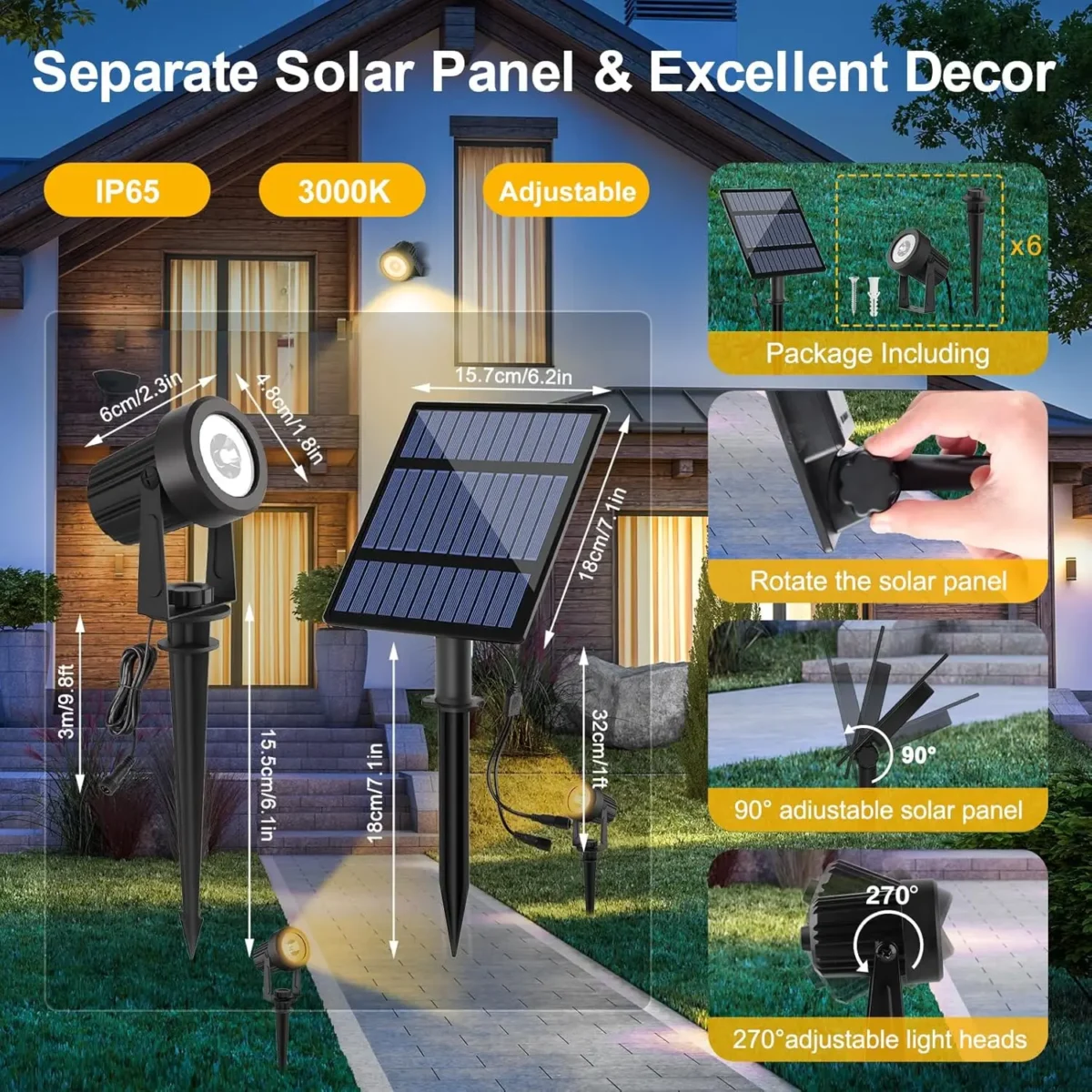 1/2/4/6 LEDS Solar Spotlight Outdoor Garden Wall Lamp for Tree Street Decor IP65 Waterproof LED Landscape Countyard Solar Light - Imagine 5