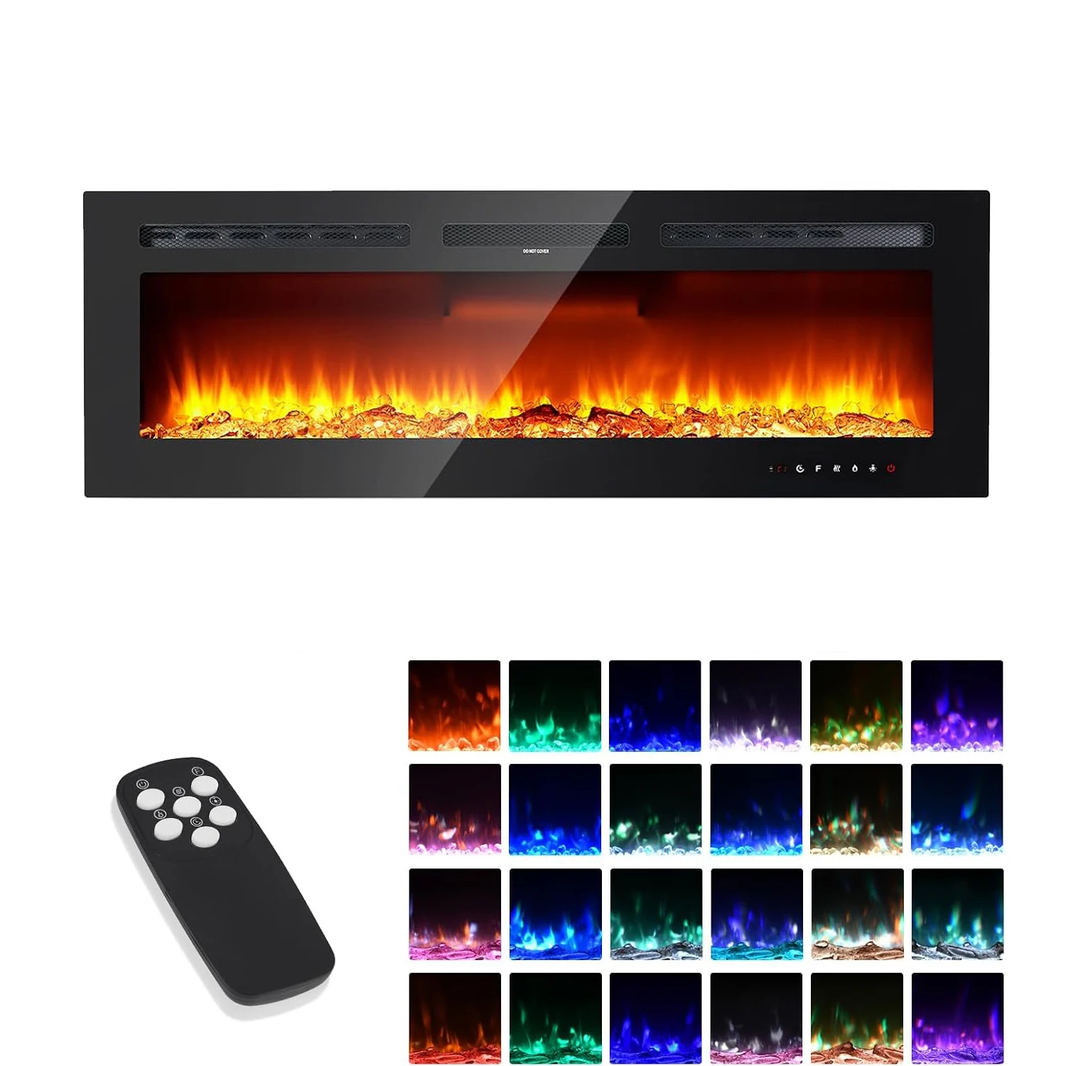 kf-Sc4652bea91f84fc9b17b30eb87c8e0fd6 40/50/60inch Wall-Mounted Electric Fireplace, 220V 1500W, Two Levels Of Heating, 3D 12LED Color Modes and Realistic Flame Effect - Imagine 1