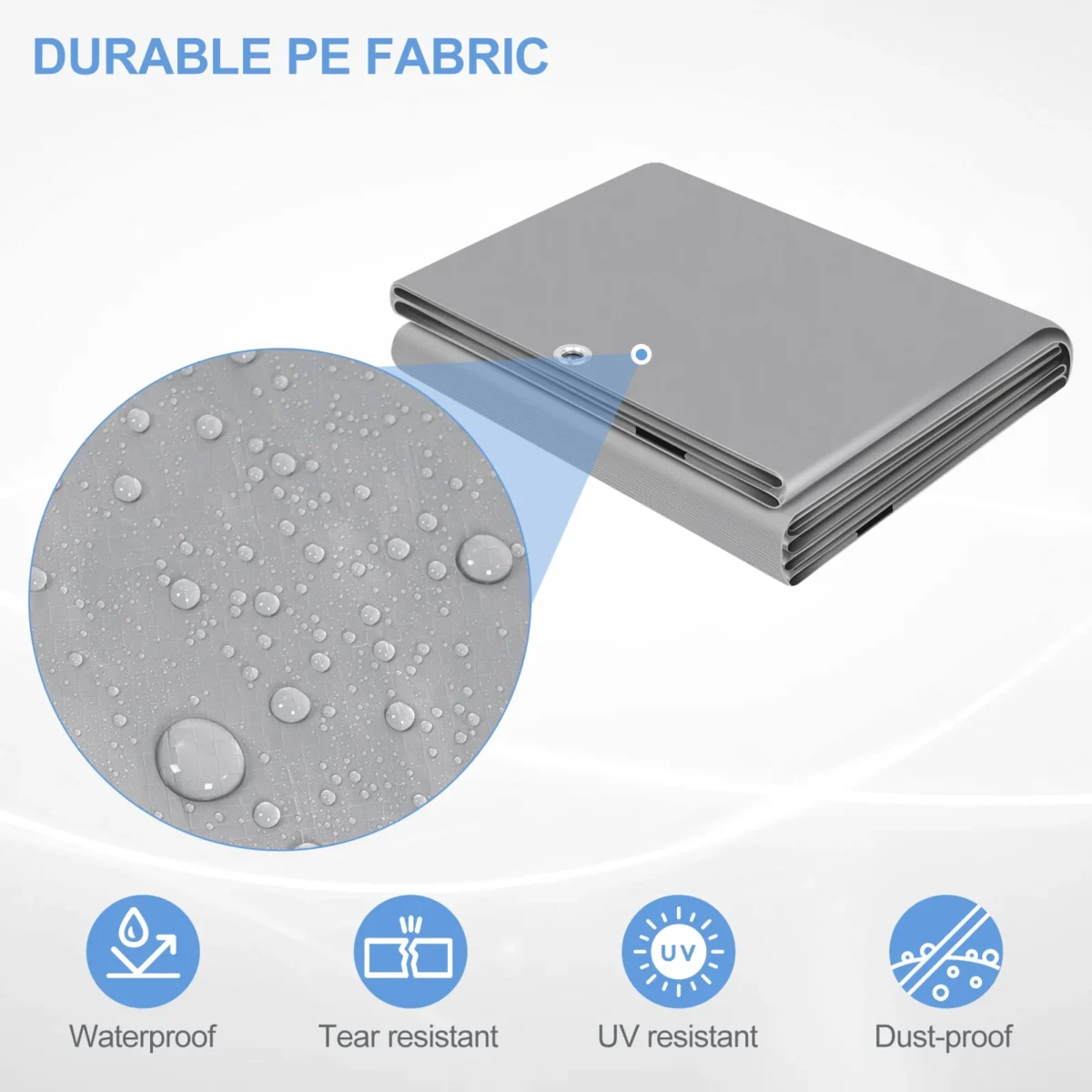 WOLTU Heavy-Duty Waterproof Tarpaulin UV/Weather-Resistant Cover with Metal Eyelets for Cars Garden Pool Wood Outdoor Rain Cover - Imagine 2