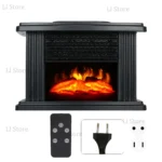 Mini Electric Fireplace Heater Simulated Flame Quiet Operation Portable Heating Warmer Fan Space Heater with Remote Control