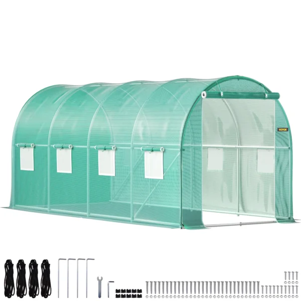 VEVOR Walk-in Tunnel Greenhouse Cadru galvanizat și capac impermeabil 15x7x7/10x7x7/20x10x7/12x7x7 ft Sere și rame frigorifice
