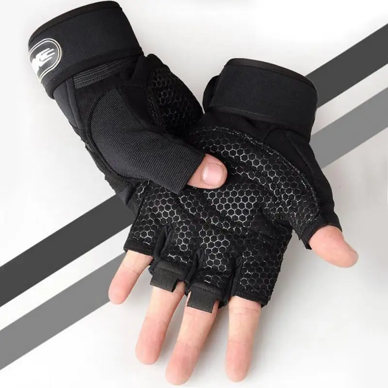 kf-Sd67b086b76414b01a0aab7edfa8f7138T Gym Fitness Heavyweight Training Gloves Men women Body Building Half Finger Non-Slip Gloves Wrist Support Weightlifting Sports - Imagine 1