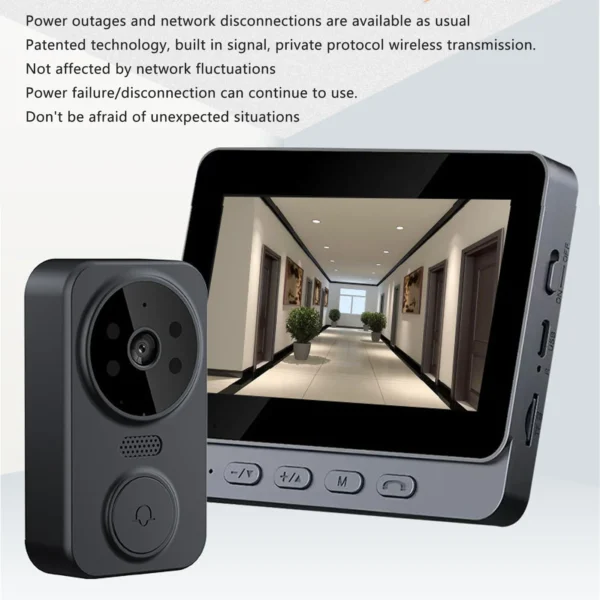 New 2.4G WiFi Wireless Visual Intercom Doorbell with Screen Smart High-definition Video Monitoring Two-Way Voice Night Vision