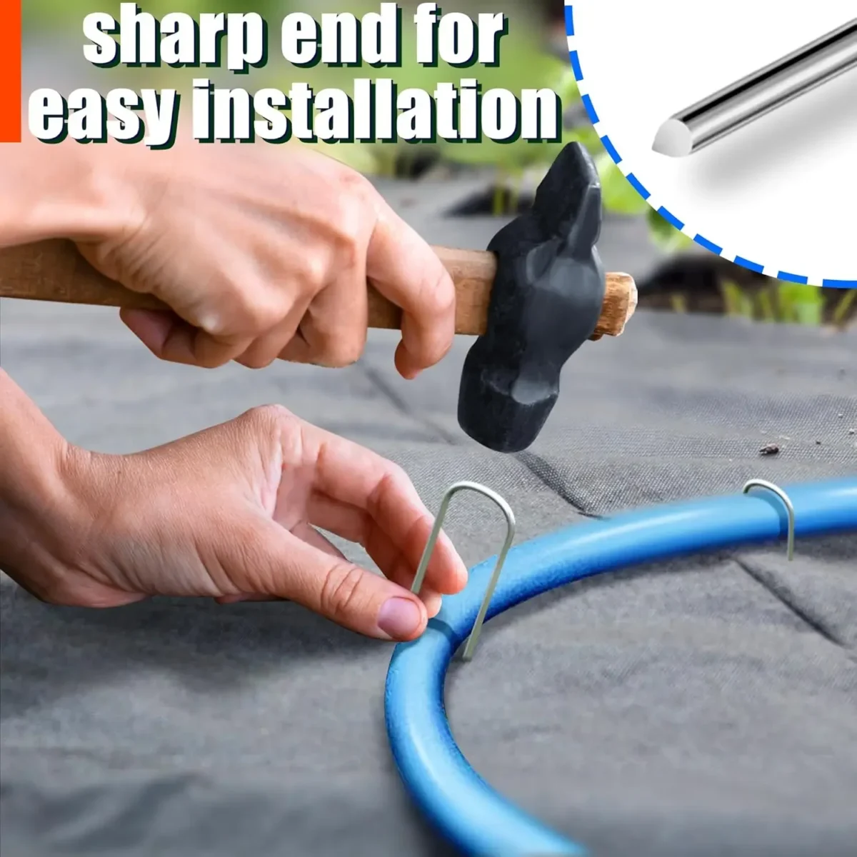 U-tip Grafe de gradina Heavy-duty gard tubulatură țăruși Sod Pins Galvanizat peisaj Spike pentru Holding peluze Bariere sol Nail - Imagine 5